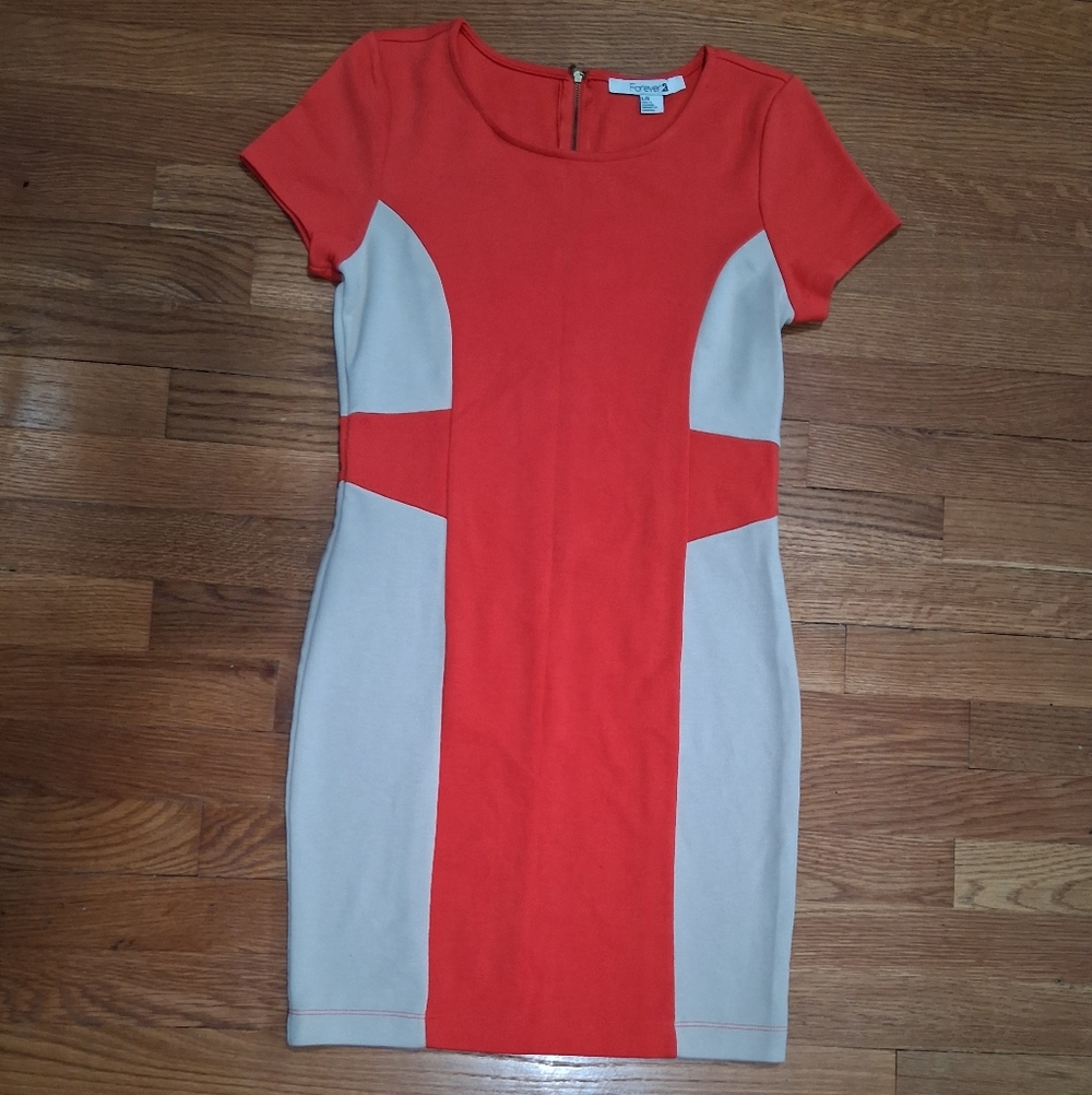 H&M Red and Cream Mini Dress-Women Size Large